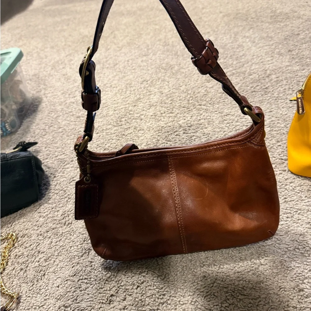 Coach Rich Brown Leather Shoulder Bag - Picture 1 of 4